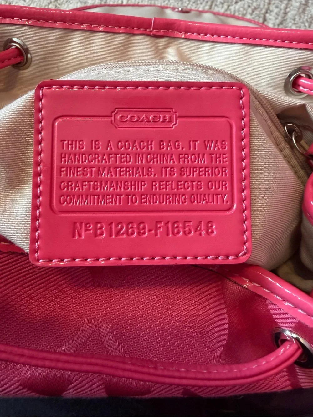 Coach Pink Signature Mini Backpack with Flower Charm
